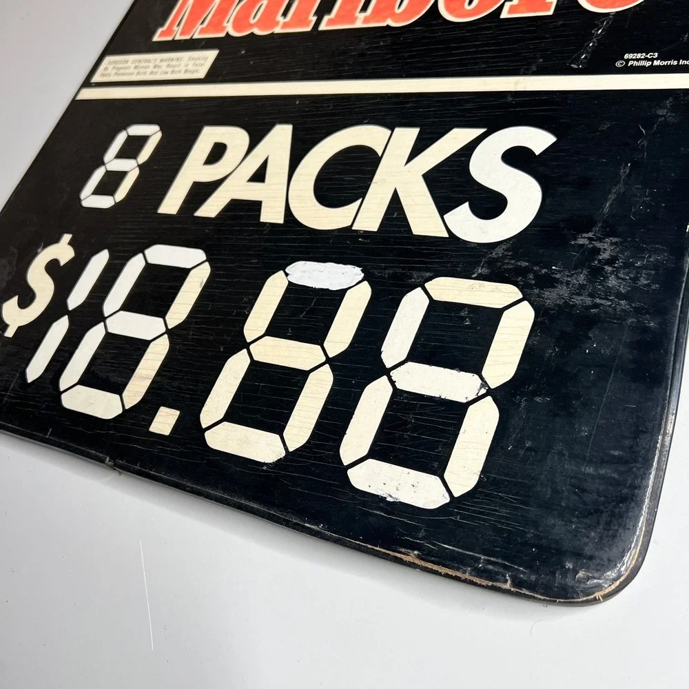 Vintage Marlboro Packs Store Price‎ Sign Philip Morris 1992 Display